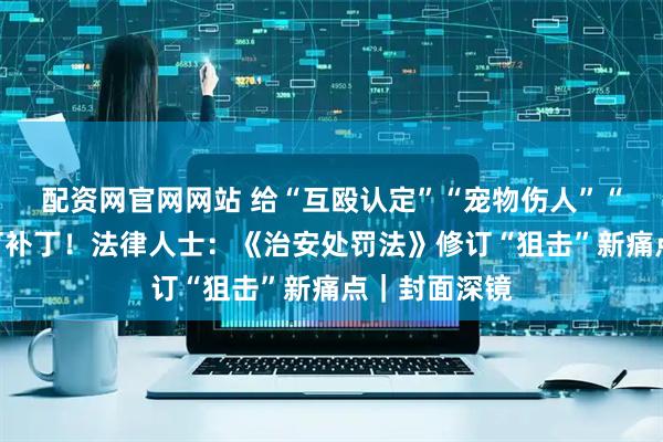 配资网官网网站 给“互殴认定”“宠物伤人”“校园欺凌”打补丁！法律人士：《治安处罚法》修订“狙击”新痛点｜封面深镜
